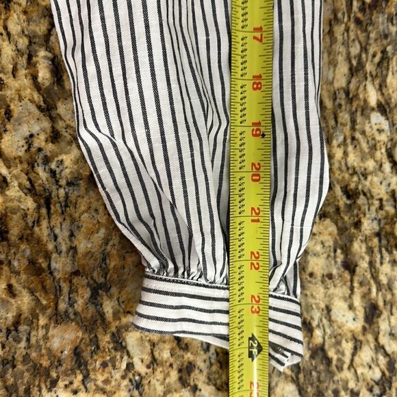 Rag & Bone White And Grey Striped V-neck Long Sleeve Top Size L - Picture 8 of 10
